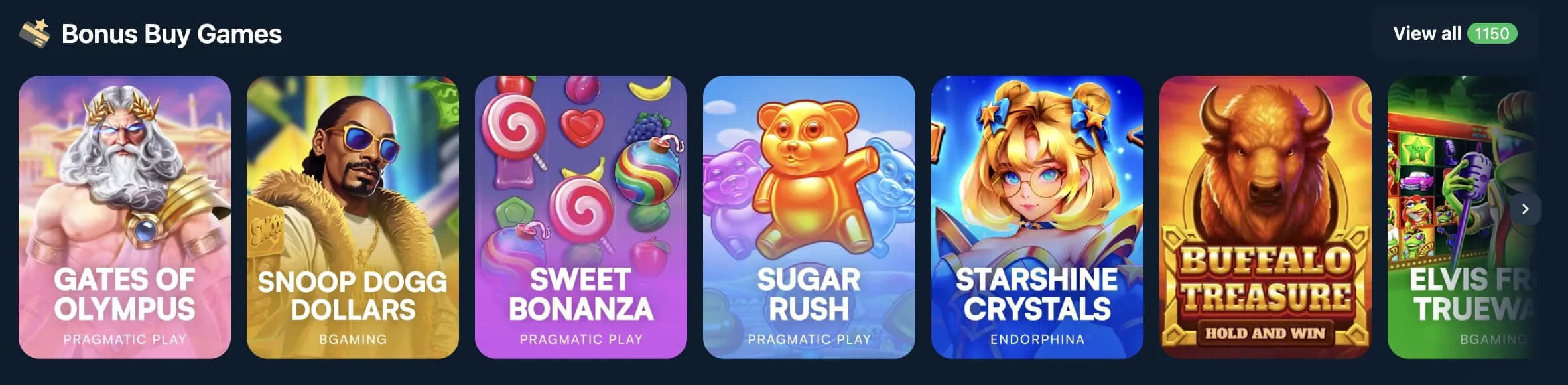 Bonus Buy slot games list with multiple titles