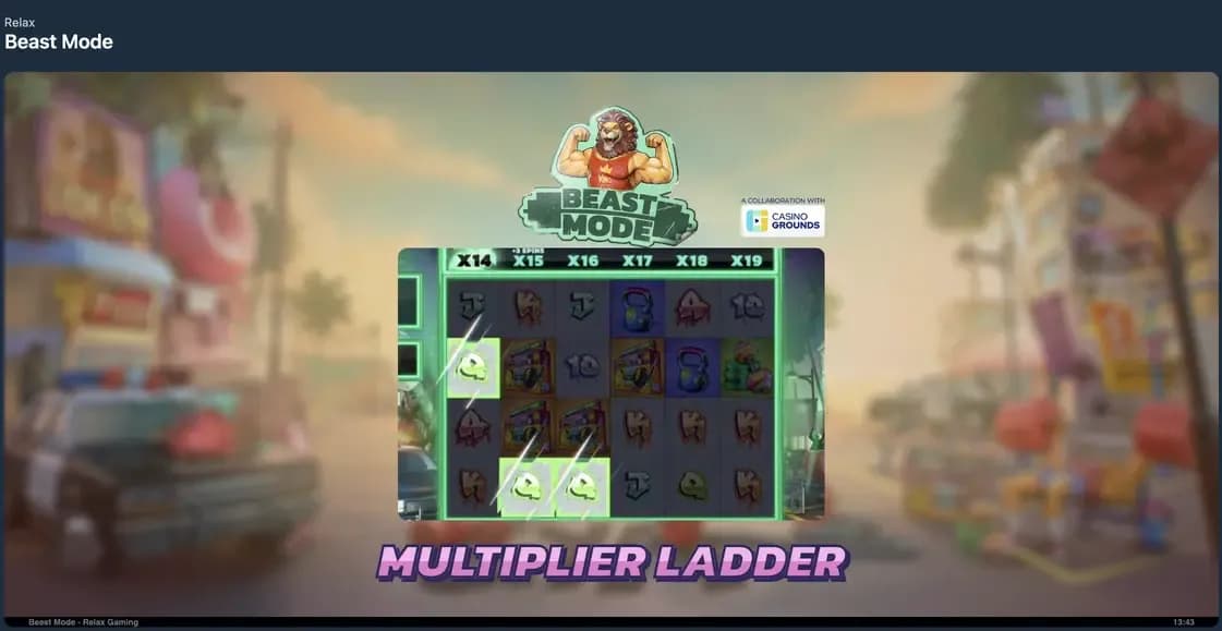 Beast Mode slot game multiplier ladder feature with increasing win multipliers